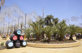 ep archivo   detalle de una de la rotondas con los barriles de vino durante la feria de jerez de la
