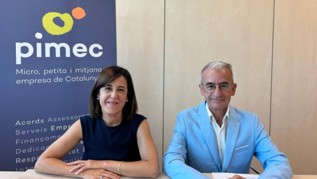 ep archivo   el secretario general de pimec josep ginesta y la directora del area de trabajo silvia