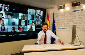 ep el lider del pp pablo casado ofrece una conferencia de prensa a traves de la plataforma zoom