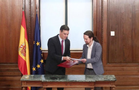 ep el presidente del gobierno pedro sanchez y el secretario general de podemos pablo iglesias