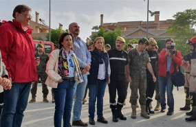 ep la ministra margarita robles visita las zonas afcetadas por la gota dria y el puesto d emando