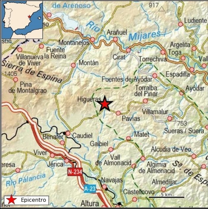 ep terremoto de magnitud 3 con epicentro al oeste de higueras castellon