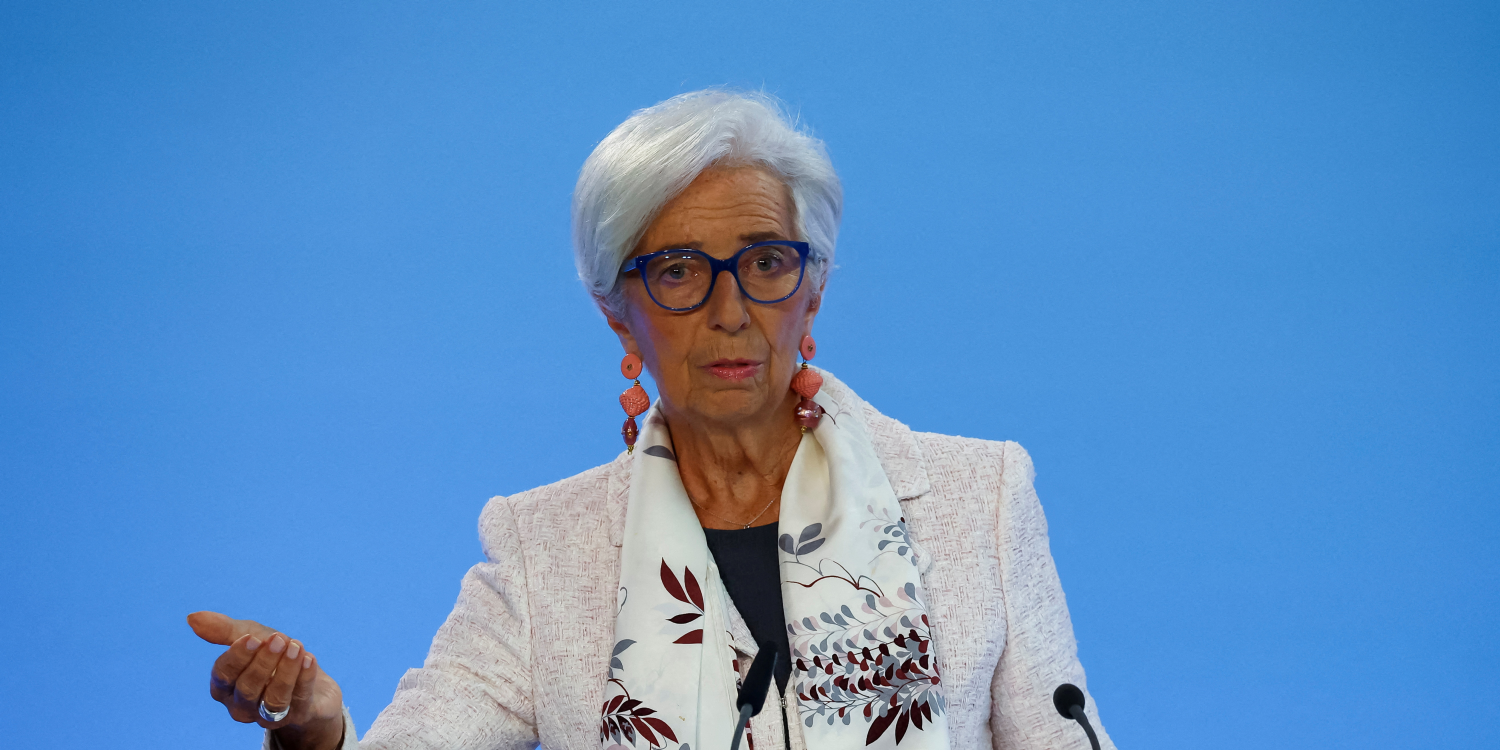 christine lagarde presidente de la bce lors d une conference de presse a francfort 