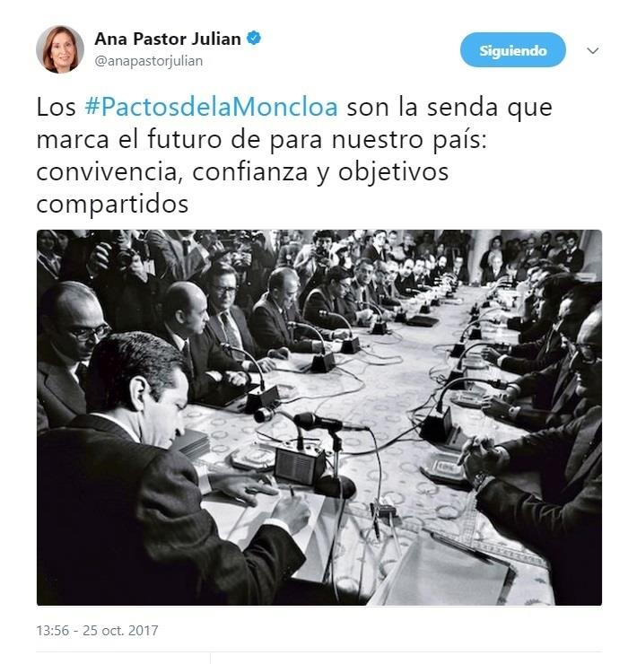 Ana Pastor rinde homenaje a los Pactos de la Moncloa | EUROPA PRESS ep ana pastor rinde homenajelos pactosla moncloa