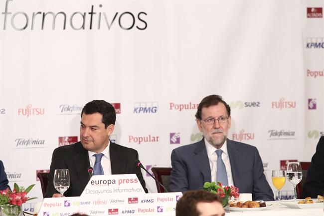 Juan Manuel Moreno y Mariano Rajoy en los Desayunos de Europa Press | EUROPA PRESS ep juan manuel morenomariano rajoylos desayunoseuropa press