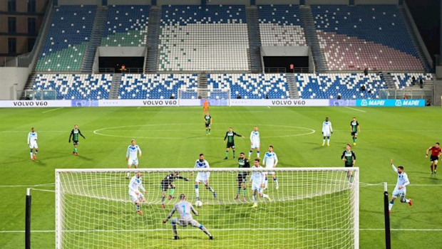 ep 09 march 2020 italy reggio emilia sassuolos francesco caputo 5th l scores his sides first goal