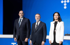 ep archivo   i d el consejero delegado emilio gayo el presidente de telefonica marc murtra y la