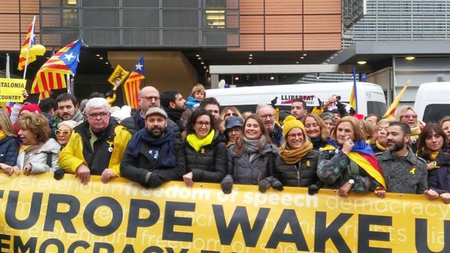 Cabecera de la manifestación independentista en Bruselas | EUROPA PRESS ep cabecerala manifestacion independentistabruselas