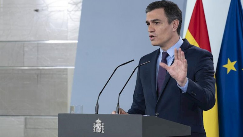 ep el presidente del gobierno pedro sanchez durante una rueda de prensa desde la moncloa por el