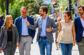 ep el presidente del pp pablo casado centro junto al presidente del pp en euskadi alfonso alonso a
