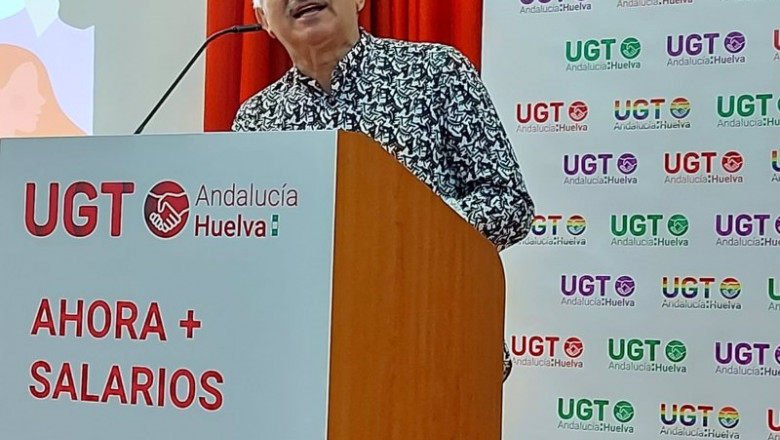 El secretario general de UGT, Pepe Alvárez, este jueves en la reunicón de delegados del sindicato en Huelva. | UGT ep el secretario general de ugt pepe alvarez este jueves en la reunicon de delegados del sindicato