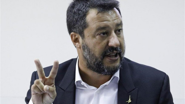 15 August 2019, Italy, Castel Volturno: Italy`s Interior Minister and deputy Prime Minister Matteo Salvini delivers a speech during a press conference after the National Committee for Order and Public Safety. Photo: Fabio Sasso/ZUMA Wire/dpa | Fabio Sasso/ZUMA Wire/dpa ep 15 august 2019 italy castel volturno italys interior minister and deputy prime minister matteo salvini deliversspeech duringpress conference after the national committee for order and public safety photo fabio sassozuma wiredpa