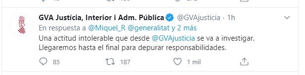 ep captura del tweet de la conselleria de justicia ep captura del tweet de la conselleria de justicia