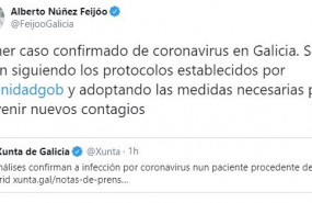 ep tuit del presidente de la xunta sobre el coronavirus