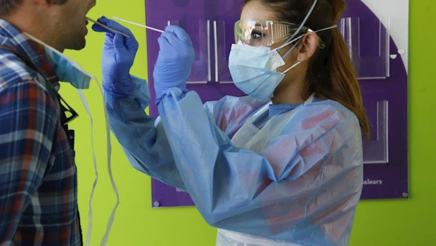ep 06 april 2020 spain palma a health care worker takes a sample from a patient in the establiments ep 06 april 2020 spain palma a health care worker takes a sample from a patient in the establiments