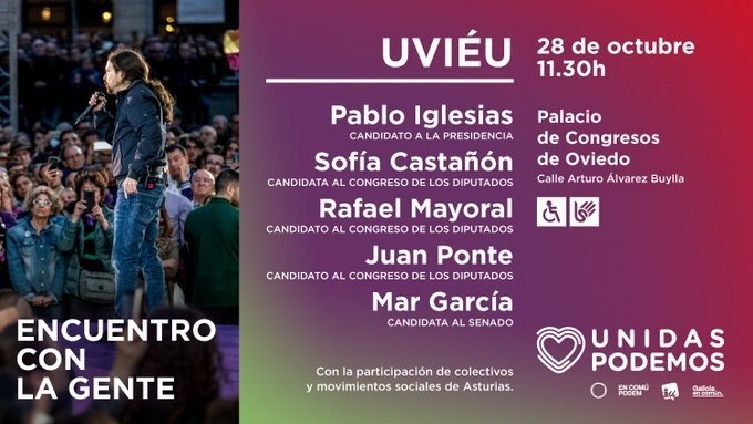 ep cartel del encuentro con la gente de unidas podemos en oviedo