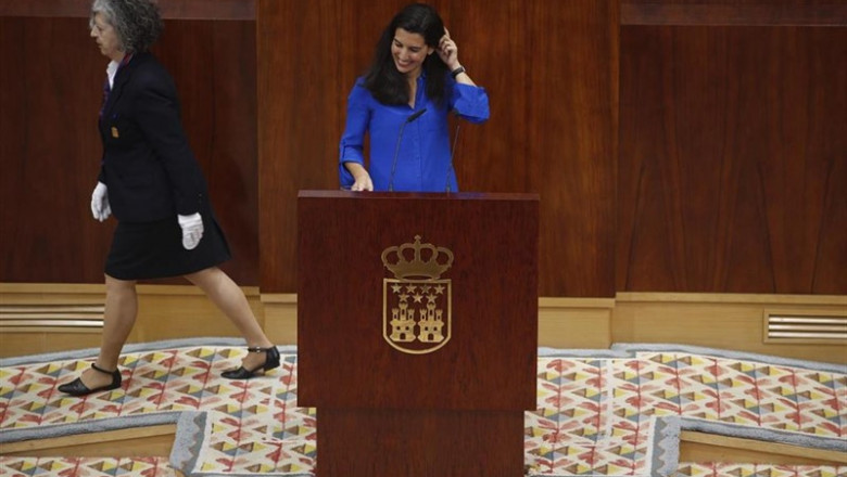 La candidata de VOX a la presidencia de la Comunidad de Madrid, Rocío Monasterio, durante su intervención en el pleno de investidura del presidente de la Comunidad de Madrid. | Eduardo Parra - Europa Press ep la candidatavoxla presidenciala comunidadmadrid rocio monasterio duranteintervencionplenoinvestidurapresidentela comunidadmadrid