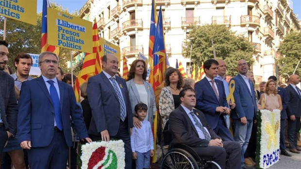 ep andoni ortuzar y joseba aurrekoetxea en los actos de la diada de 2018