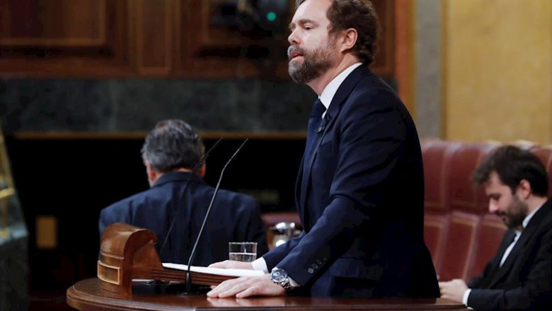 ep el portavoz de vox ivan espinosa de los monteros durante su intervencion en el pleno del congreso