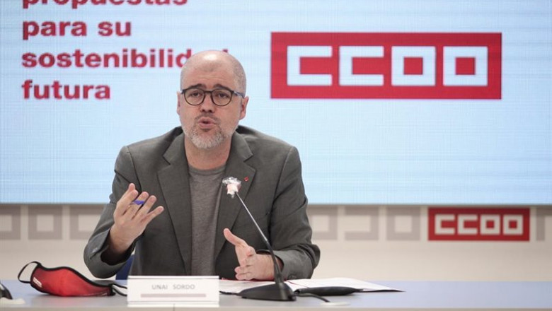 El secretario general de CCOO, Unai Sordo, durante la presentación del informe Turismo 20.20, en Madrid (España), a 15 de junio de 2020. | Eduardo Parra - Europa Press - Archivo ep el secretario general de ccoo unai sordo durante la presentacion del informe turismo 2020 en