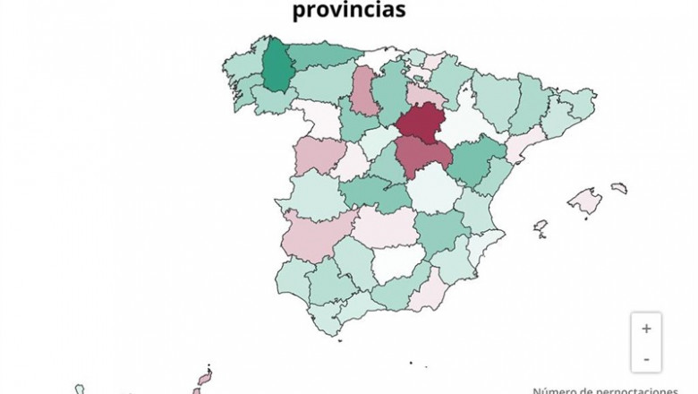 Mapa de la variación anual del número de pernoctaciones hoteleras en julio de 2019 (INE) | EPDATA ep mapala variacion anualnumeropernoctaciones hotelerasjulio2019 ine