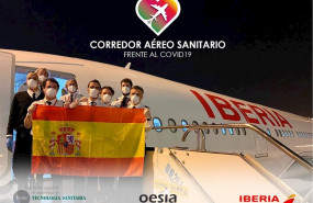 ep personal de iberia que colabora en el corredor aereo sanitario