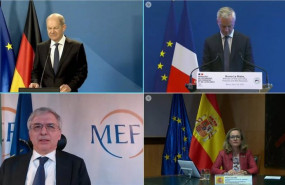 ep archivo   acto compartido de los ministros economicos de alemania francia italia y espana