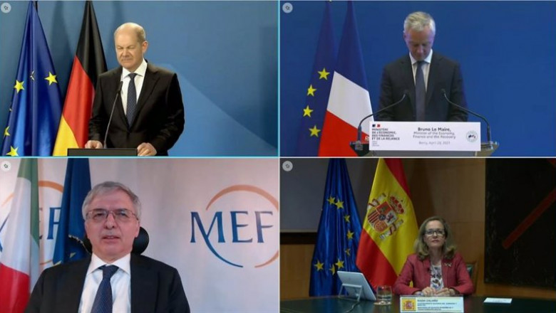 ep archivo   acto compartido de los ministros economicos de alemania francia italia y espana