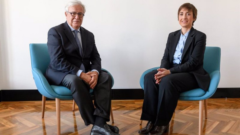 El presidente de Asval, Joan Clos, y la directora general de Asval, María Andreu. | RAFA MARTIN ep el presidente de asval joan clos y la directora general de asval maria andreu