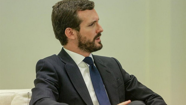 ep el presidente del pp pablo casado durante su reunion con el presidente del gobierno en funciones