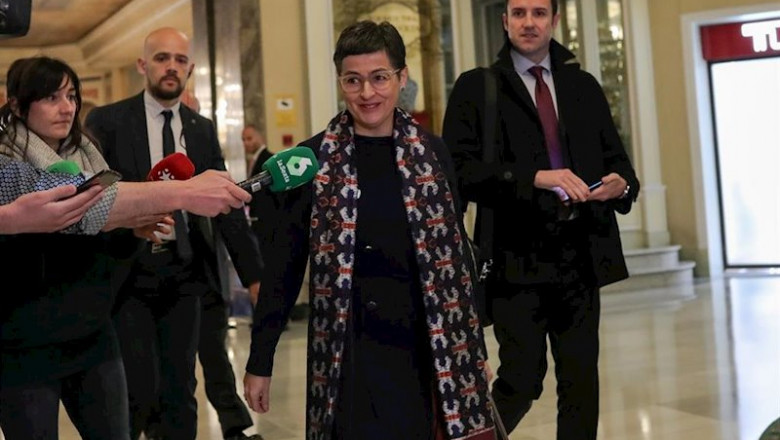 ep la ministra de asuntos exteriores ue y cooperacion arancha gonzalez laya responde a los medios a