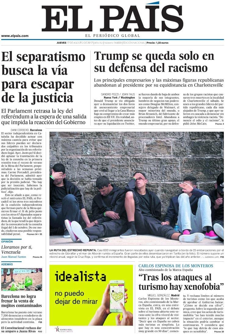 Portada de El País | EUROPA PRESS ep portadapais 20170817081206