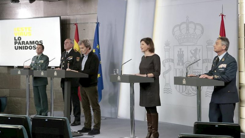 Rueda de prensa convocada para informar de las últimas novedades sobre la situación del Covid-19 en España, en Madrid (España), a 27 de marzo de 2020. | Moncloa ep rueda de prensa convocada para informar de las ultimas novedades sobre la situacion del covid-19