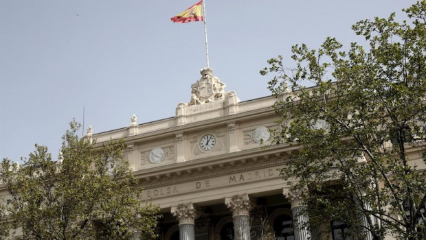 ep fachada del edificio de la bolsa en madrid a 19 de marzo de 2020