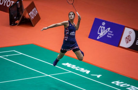 ep la jugadora de badminton carolina marin juega en el masters de espana 2020 celebrado en el