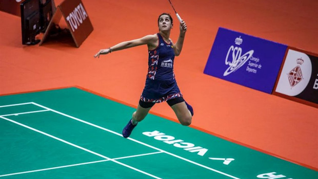 ep la jugadora de badminton carolina marin juega en el masters de espana 2020 celebrado en el