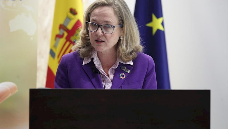 ep la ministra de economia y empresa en funciones nadia calvino durante su intervencion en una ep la ministra de economia y empresa en funciones nadia calvino durante su intervencion en una