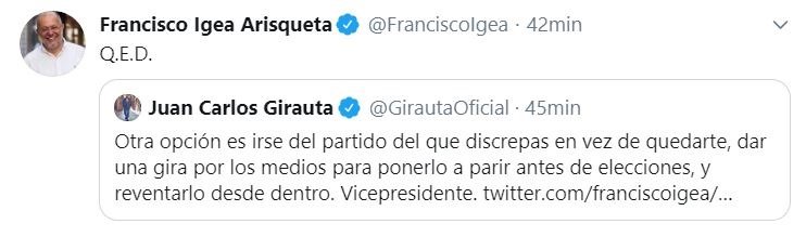 ep tuit de francisco igea en respuesta a juan carlos girauta