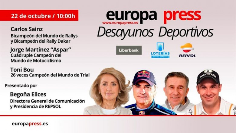 ep carlos sainz jorge martinez aspar y toni bou participan en los desayunos deportivos de europa ep carlos sainz jorge martinez aspar y toni bou participan en los desayunos deportivos de europa