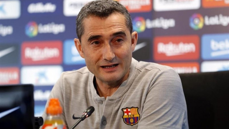El entrenador del FC Barcelona, Ernesto Valverde, en rueda de prensa | FCB - Archivo ep entrenadorfc barcelona ernesto valverde en ruedaprensa 20190815184404