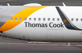 ep 25 september 2019 north rhine-westphalia duesseldorf an aircraft of the airline thomas cook takes