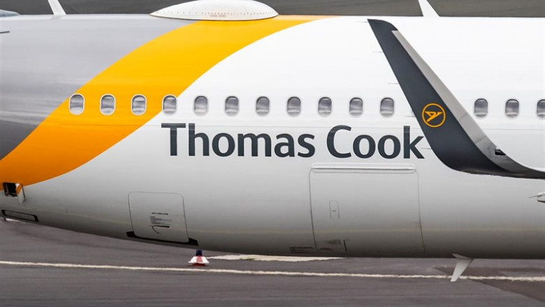 25 September 2019, North Rhine-Westphalia, Duesseldorf: An aircraft of the airline Thomas Cook takes off from Duesseldorf Airport. The holiday airline Condor, a subsidiary of the insolvent British travel group Thomas Cook, had received the promise on Tues | Marcel Kusch/dpa ep 25 september 2019 north rhine-westphalia duesseldorf an aircraft of the airline thomas cook takes