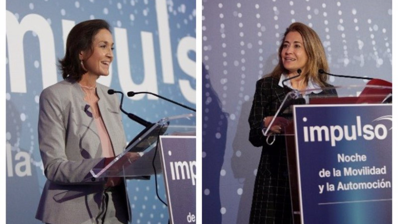 Archivo - La ministra de Industria, Comercio y Turismo, Reyes Maroto, y la ministra de Transportes, Movilidad y Agenda Urbana, Raquel Sánchez en la primera edición de la Noche de la Movilidad y la Automoción | ANFAC - Archivo ep archivo la ministra de industria comercio y turismo reyes maroto y la ministra de transportes