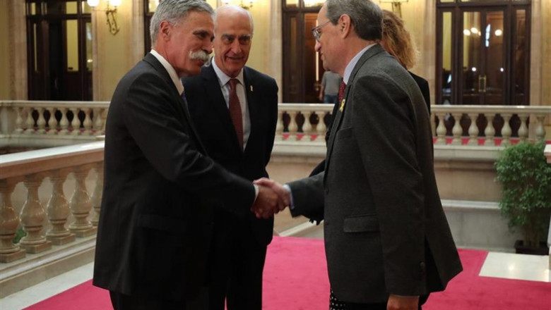 Reunión en el Parlament de Catalunya entre Chase Carey (F1), Vicenç Aguilera (Circuit de Barcelona-Catalunya) y Quim Torra (Generalitat) | CIRCUIT DE BARCELONA-CATALUNYA - Archivo ep reunion en el parlament de catalunya entre chase carey f1 vicen aguilera circuit de