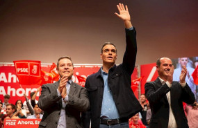 ep el presidente del gobierno en funciones pedro sanchez y el presidente de castilla-la mancha