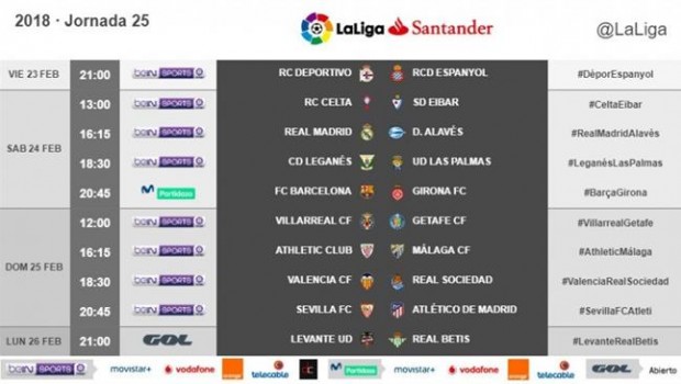 ep horariosla jornada 25la liga santander