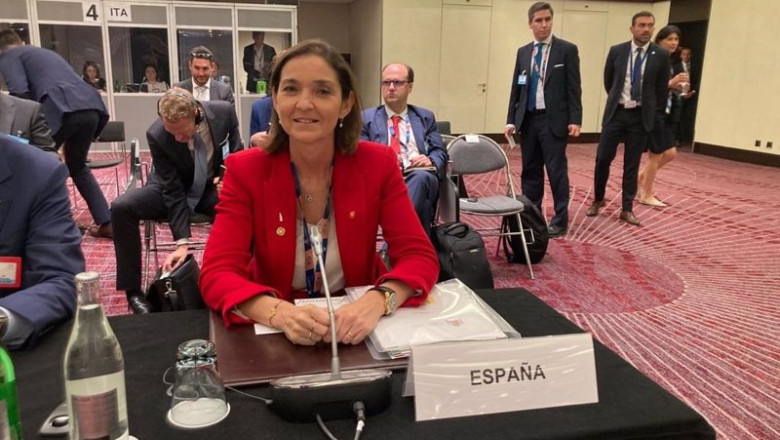 La ministra de Industria, Comercio y Turismo, Reyes Maroto, en la 12ª Conferencia Ministerial de la organización, que se celebra en Ginebra hasta el 15 de junio. | MINISTERIO DE DE INDUSTRIA, COMERCIO Y TURISMO ep la ministra de industria comercio y turismo reyes maroto en la 12 conferencia ministerial de la