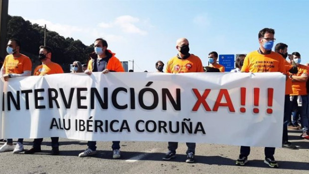 ep protesta de trabajadores de alu iberica en a coruna