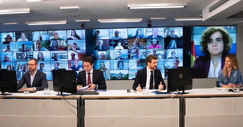 ep el lider del pp pablo casado preside una reunion con los grupos del pp en el congreso senado y