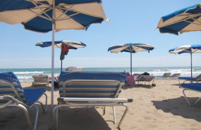 ep imagen de una playa con tumbonas y sombrillas ep imagen de una playa con tumbonas y sombrillas